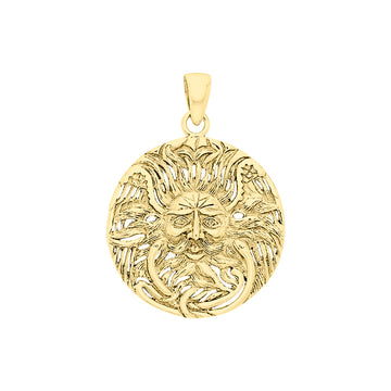 Celtic Triple Spiral Sun Disk Solid Yellow Gold Pendant GPD1581